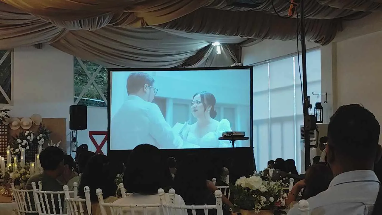 Wide ballroom reception projection